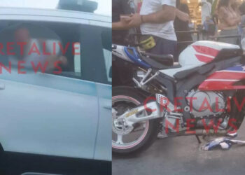 Μηχανή έπεσε σε στάση λεωφορείου και τραυμάτισε 3 παιδιά – Φωτογραφίες από το τροχαίο