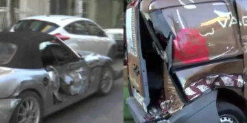 ΕΚΤΑΚΤΟ: Λεωφορείο συγκρούστηκε με ΙΧ και έπεσε σε σταθμευμένα αυτοκίνητα – Ένας τραυματίας (video)