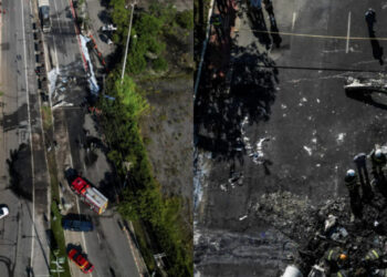 Τραγωδία: Αεροπλάνο έπεσε πάνω σε λεωφορείο ενώ έκανε αναγκαστική προσγείωση στον περιφερειακό (φωτο, video)