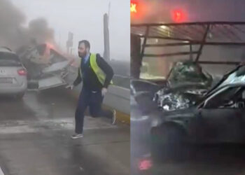 Βίντεο-σοκ από το φονικό τροχαίο στα διόδια: Η στιγμή που το αυτοκίνητο τυλίγεται στις φλόγες