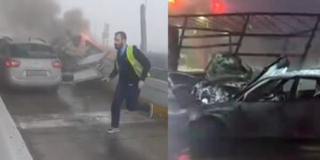 Βίντεο-σοκ από το φονικό τροχαίο στα διόδια: Η στιγμή που το αυτοκίνητο τυλίγεται στις φλόγες