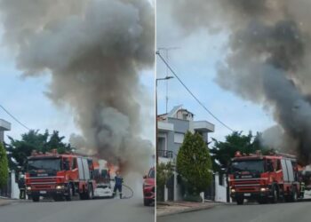 Θεσσαλονίκη: Λεωφορείο τυλίχθηκε στις φλόγες – Δείτε βίντεο