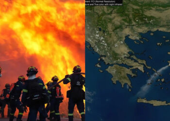 Απίστευτες εικόνες: Ο καπνός από την φωτιά στην Χίο έφτασε μέχρι την Κρήτη