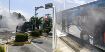 Πανικός από φωτιά σε αστικό λεωφορείο – Για 300 μέτρα κινούνταν βγάζοντας καπνούς