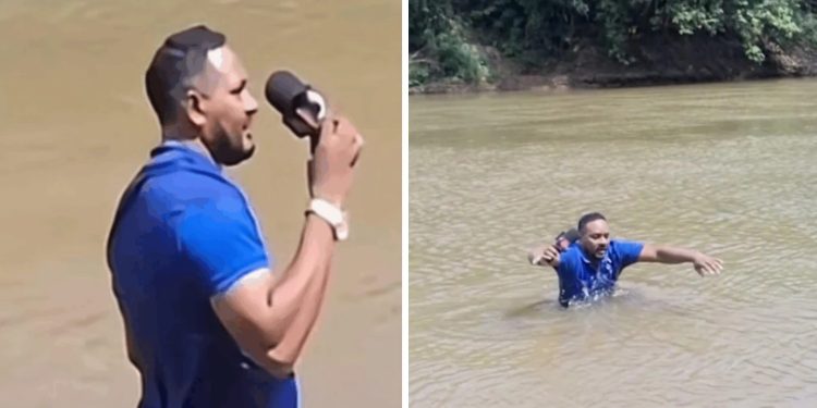 Σοκ σε ζωντανή μετάδοση: Δημοσιογράφος πηδά σε ποτάμι και «πατά» στο σώμα της 13χρονης ενώ κάλυπτε την εξαφάνισή της