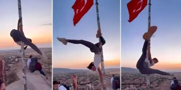 Σάλος την Τουρκία: Καλλονή τουρίστρια έκανε εντυπωσιακό pole dancing σε στύλο με την τουρκική σημαία