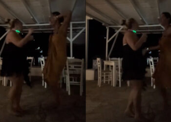 Δανάη Μπάρκα – Νόνη Δούνια: Τα «έσπασαν» σε εστιατόριο στη Σύρο