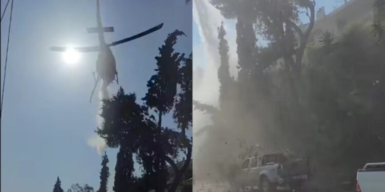 Ατύχημα με ελικόπτερο – Η στιγμή που “επιχειρεί” σε δρόμο με αυτοκίνητα