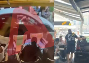 Μεθυσμένη 39χρονη οδηγός ανέβηκε σε πεζόδρομο και παρέσυρε τραπέζια (video)