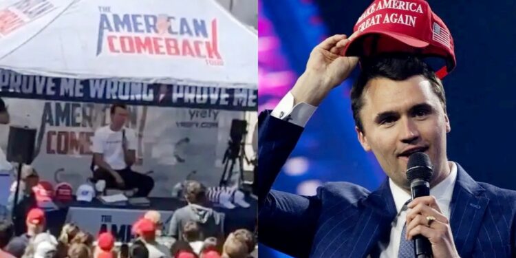 Η στιγμή που πυροβολούν τον δεξιό ακτιβιστή και σύμμαχο του Τραμπ, Τσάρλι Κερκ – Νεότερα: Έπεσε νεκρός