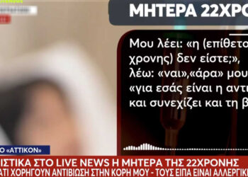 «Είναι αλλεργικό το παιδί είπα στη νοσηλεύτρια», περιγράφει η μητέρα της 22χρονης που υπέστη αλλεργικό σοκ λόγω λάθος φαρμάκου