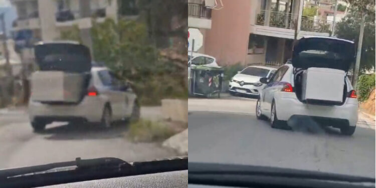 Περιπολικό με ανοιχτό πορτ μπαγκαζ μεταφέρει ψυγείο – Διατάχθηκε ΕΔΕ μετά το βίντεο που κάνει τον «γύρο» του διαδικτύου