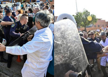 Επεισόδια και ρίψη χημικών στο νοσοκομείο «Αττικόν» κατά την επίσκεψη Μητσοτάκη-Άδωνι