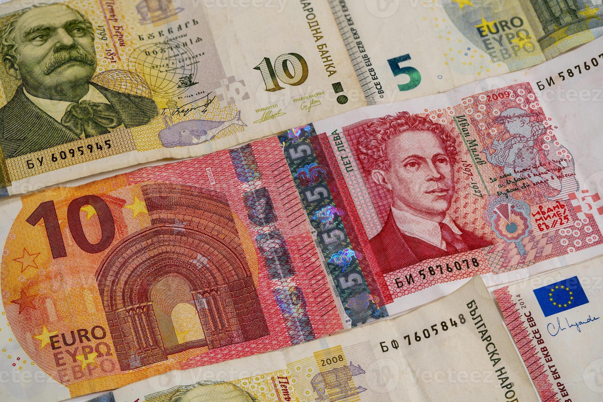 currency exchange with euro banknotes and bulgarian lev in focus photo scaled 1