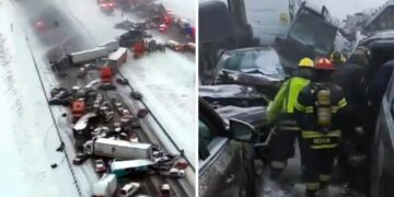 Καραμπόλα σχεδόν 50 οχημάτων σε αυτοκινητόδρομο στην Ιντιάνα από την έντονη χιονόπτωση (video)