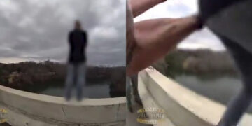 Αστυνομικός σώζει γυναίκα πριν πηδήξει από γέφυρα και αυτοκτονήσει στο Τενεσί των ΗΠΑ – Δείτε το βίντεο