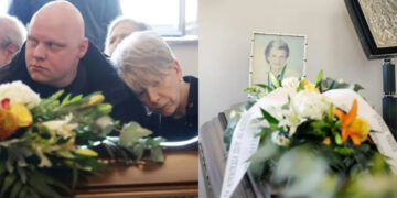 Σύλβα Ακρίτα: Θρήνος στο τελευταίο αντίο στην πρώην υπουργό – Συντετριμμένη η κόρη της, Έλενα Ακρίτα, στο πλευρό του γιου της