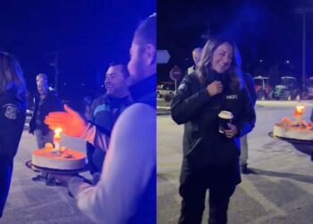 Αγρότες έκαναν έκπληξη με τούρτα στην υποδιοικήτρια της αστυνομίας που είχε γενέθλια