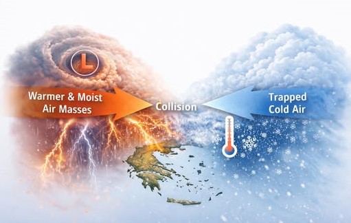 Καιρός – Γιάννης Καλλιάνος: Σπάνιο μετεωρολογικό φαινόμενο φέρνει έντονες βροχές, χιονοπτώσεις, θυελλώδεις ανέμους και αυξημένο κίνδυνο για προβλήματα στις μεταφορές