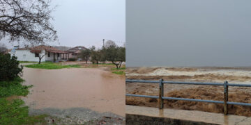 Δρόμοι και θάλασσα έγιναν ένα στον Αγιόκαμπο της Λάρισας – Σε κλάματα ξέσπασε ιδιοκτήτης επιχείρησης