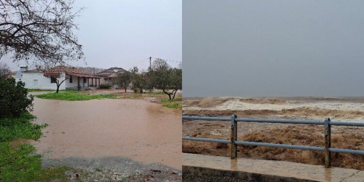 Δρόμοι και θάλασσα έγιναν ένα στον Αγιόκαμπο της Λάρισας – Σε κλάματα ξέσπασε ιδιοκτήτης επιχείρησης