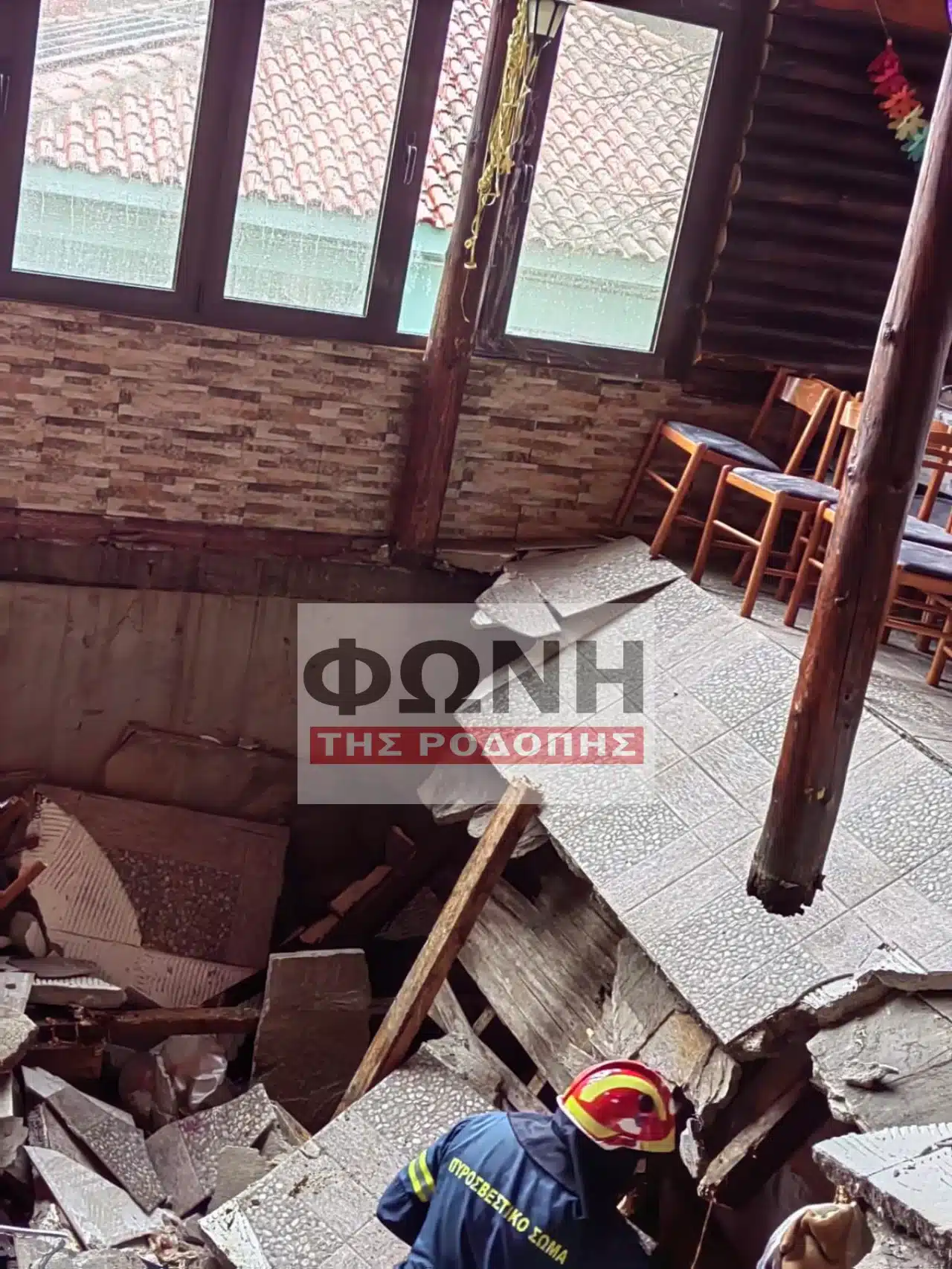 Σοκ στην Κομοτηνή: Κατέρρευσε πάτωμα ταβέρνας - Πελάτες βρέθηκαν στο κενό 1 pandrosos taverna 1