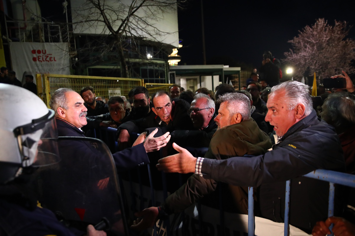 Διαμαρτυρία αγροτών και κτηνοτρόφων στα εγκαίνια της 31ης έκθεσης Agrotica, στην Θεσσαλονίκη