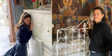 «Τον άκουσα»: Η Μαρία Μενούνος γονάτισε μπροστά στον τάφο του Αγίου Νεκταρίου στην Αίγινα και όσα λέει συγκλονίζουν