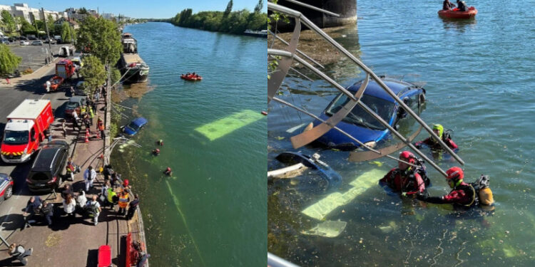 Απίστευτες εικόνες: Λεωφορείο με επιβάτες έπεσε μέσα στον Σηκουάνα