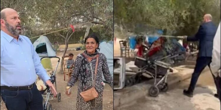 Ο δήμαρχος Περάματος ρίχνει νερό με την υδροφόρα πολιτικής προστασίας στους Ρομά που κατέλαβαν δημοτικό χώρο