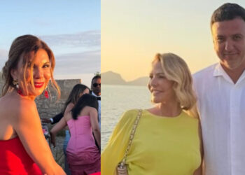 Κατερίνα Κικίλια: Η εντυπωσιακή εμφάνιση της αδελφής του Βασίλη Κικίλια με total red look στον γάμο της Αμαλίας Κωστοπούλου
