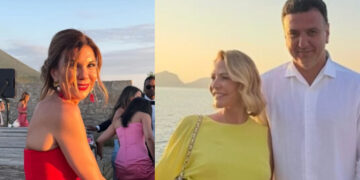 Κατερίνα Κικίλια: Η εντυπωσιακή εμφάνιση της αδελφής του Βασίλη Κικίλια με total red look στον γάμο της Αμαλίας Κωστοπούλου