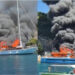 Φωτιά στο λιμάνι του νησιού: Καταστράφηκαν σκάφη – Η στιγμή που καπετάνιος βουτάει στη θάλασσα για να σωθεί (video)