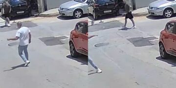 Θρίλερ στον Πειραιά: Η στιγμή που τα δύο αδέρφια τρέχουν να ξεφύγουν από τον ηλικιωμένο με την τρίαινα (video)