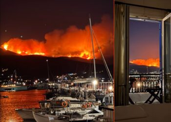 Καίγεται το νησί: Ολονύχτια μάχη με τις φλόγες – Ισχυροί άνεμοι δυσχεραίνουν το έργο της Πυροσβεστικής (video)