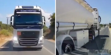Εξοργιστικό περιστατικό: Οδηγός βυτιοφόρου παίζει φώτα, πατάει κόρνες και κάνει προσπέραση σε διπλή γραμμή (video)
