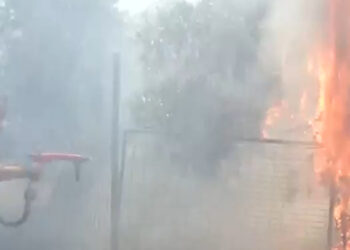 Συγκλονιστική εικόνα: Πυροσβέστης ορμάει μόνος στις φλόγες όταν νέα αναζωπύρωση ξέσπασε σε ζωντανή σύνδεση μπροστά κάμερα του MEGA