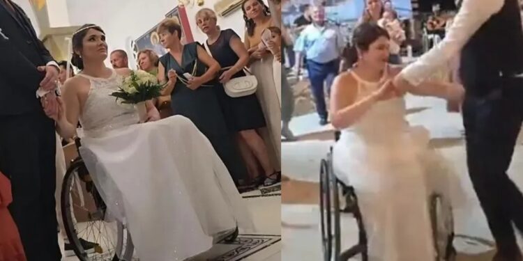 Η πιο συγκινητική στιγμή: Με το αμαξίδιό της στην εκκλησία η Χριστίνα για να παντρευτεί (video)
