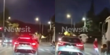 Τρόμος σε κεντρική Λεωφόρο: Οδηγός περνάει με κόκκινο και πεζός γλιτώνει στο τσακ – Βίντεο από την τρελή κούρσα (video)