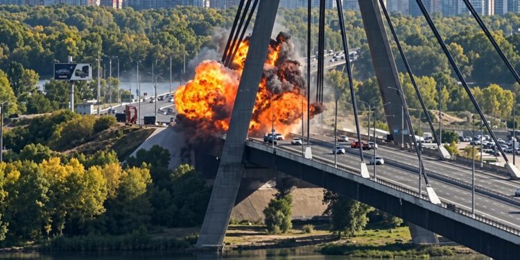 Ρωσικό πλήγμα στη Βόρεια Γέφυρα του Κιέβου την ώρα της επίσκεψης Μερτς – Συγκλονιστικές εικόνες (video)